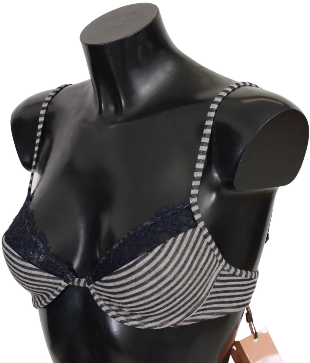 Blue Stripes Lace Reggiseno Bra Underwear - it2-s
