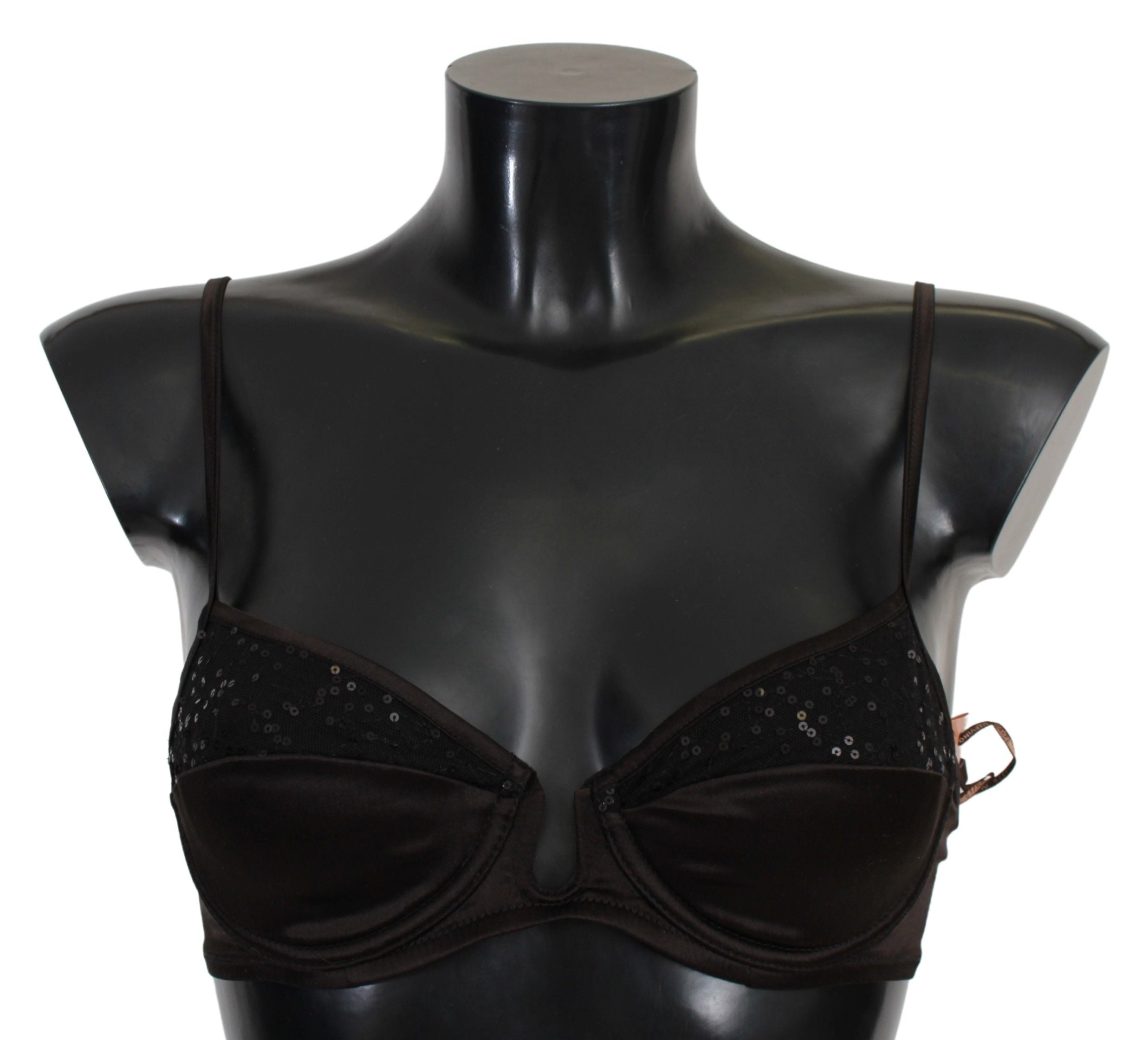 Brown Sequined Balconcino Bra Underwear - it2-s