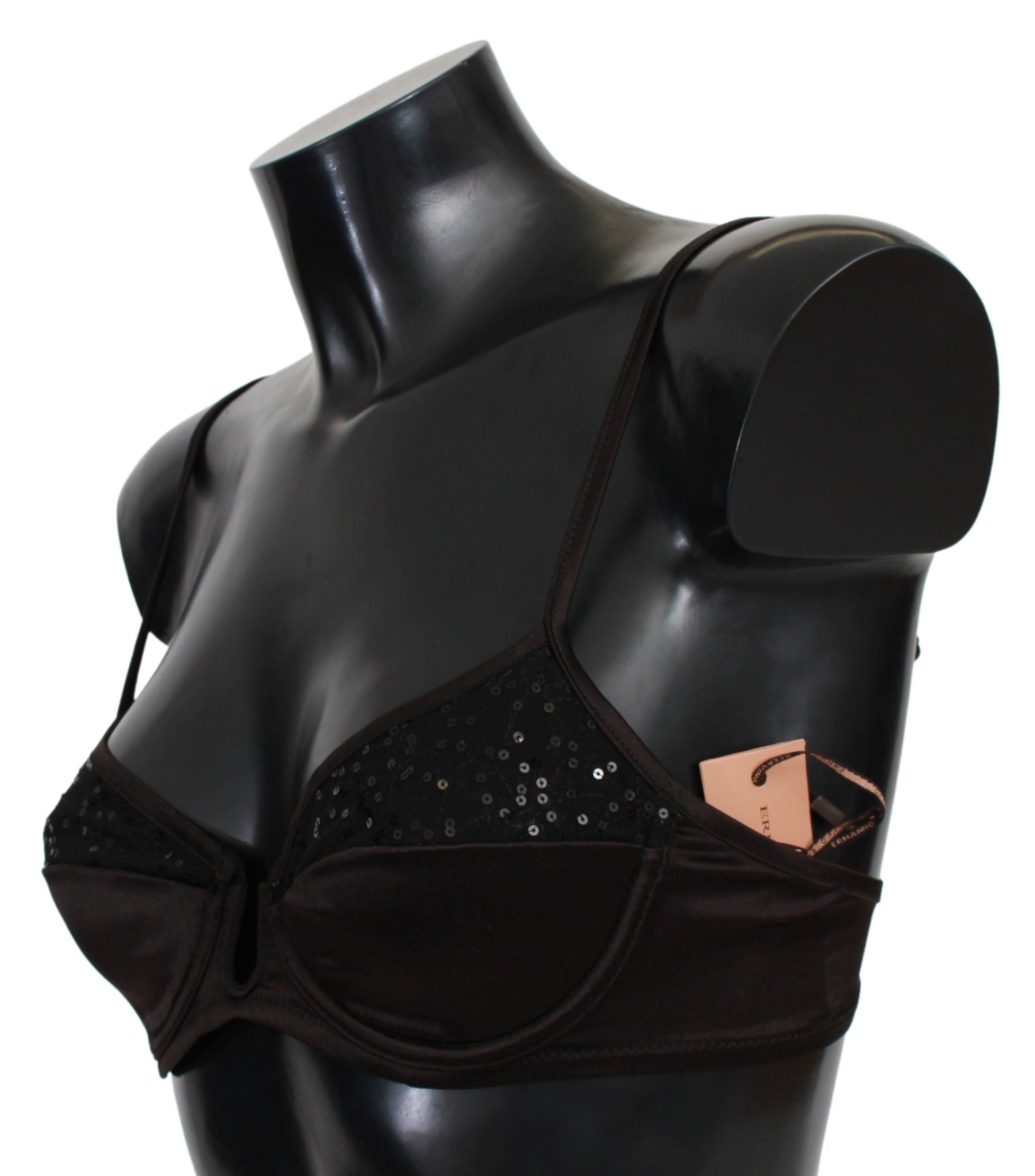 Brown Sequined Balconcino Bra Underwear - it2-s