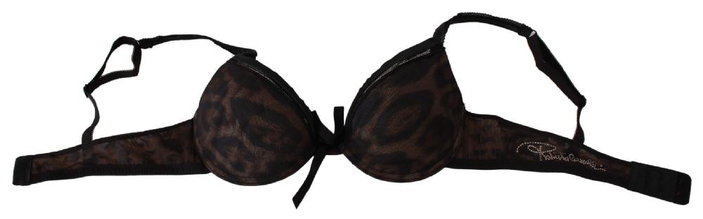Black Leopard Nylon Push Up Bra Underwear - it1-xs