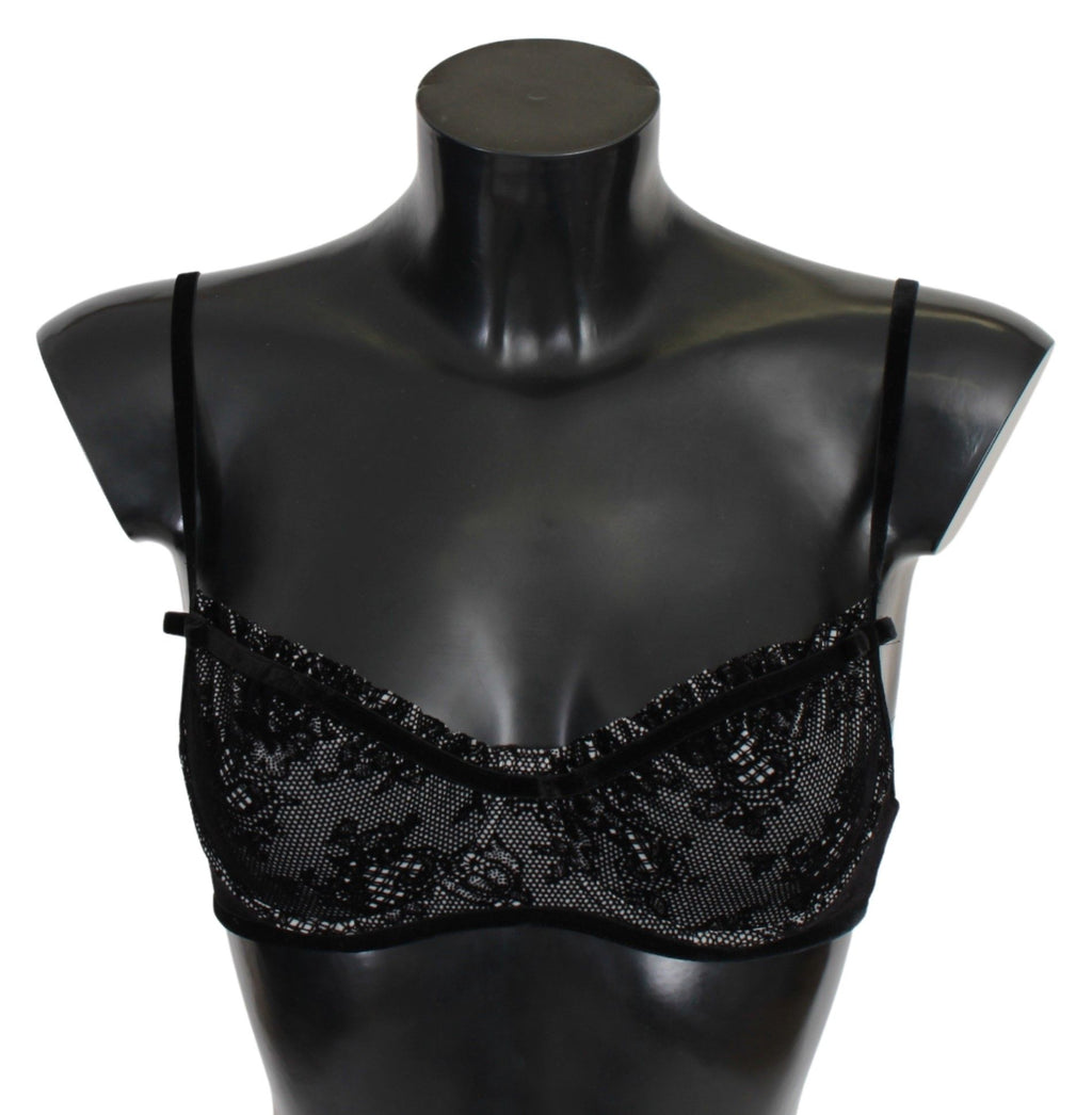 Black Mesh Balconcino Bra Nylon  Underwear - it2-s