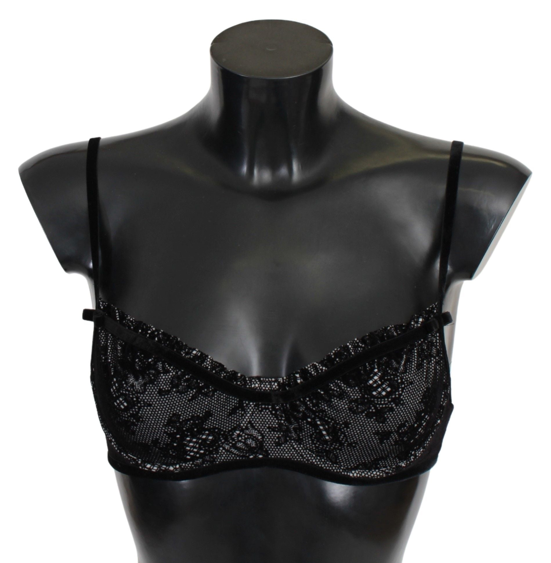 Black Mesh Balconcino Bra Nylon  Underwear - it2-s