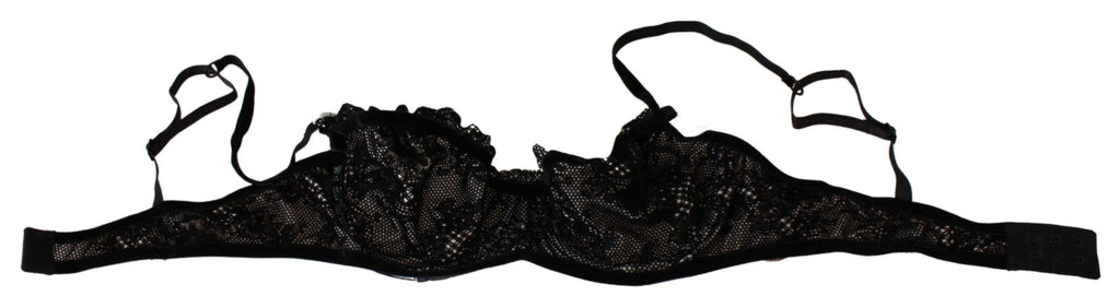 Black Mesh Balconcino Bra Nylon  Underwear - it2-s