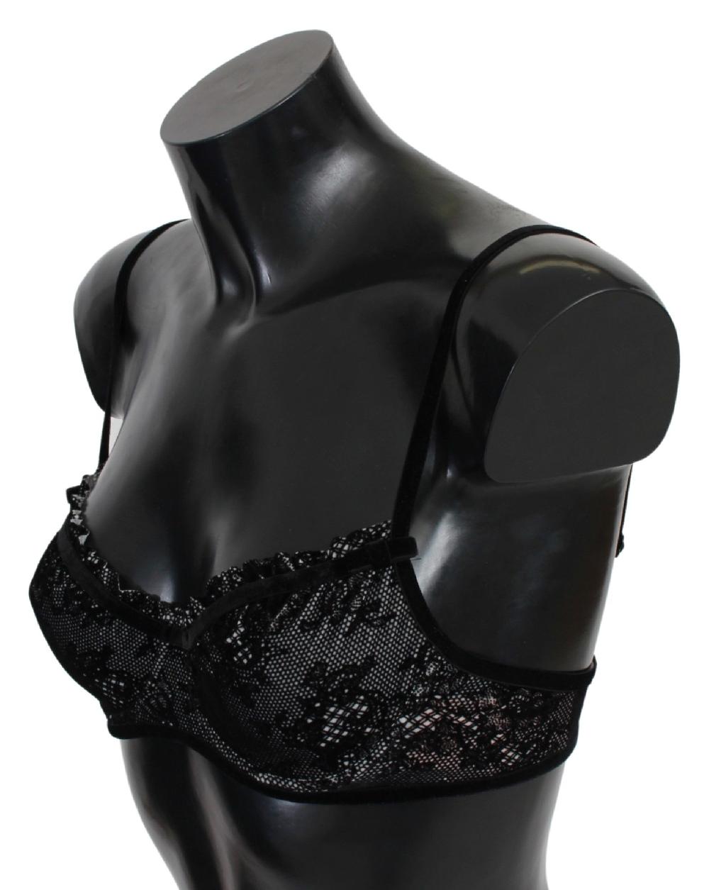 Black Mesh Balconcino Bra Nylon  Underwear - it2-s