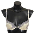 Beige Gray Lace Push Up Bra Silk Underwear - it2-s
