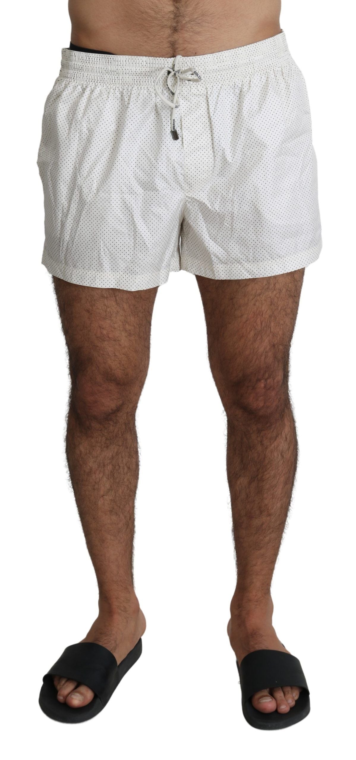 White Polka Beachwear Shorts Mens Swimshorts - it6-l