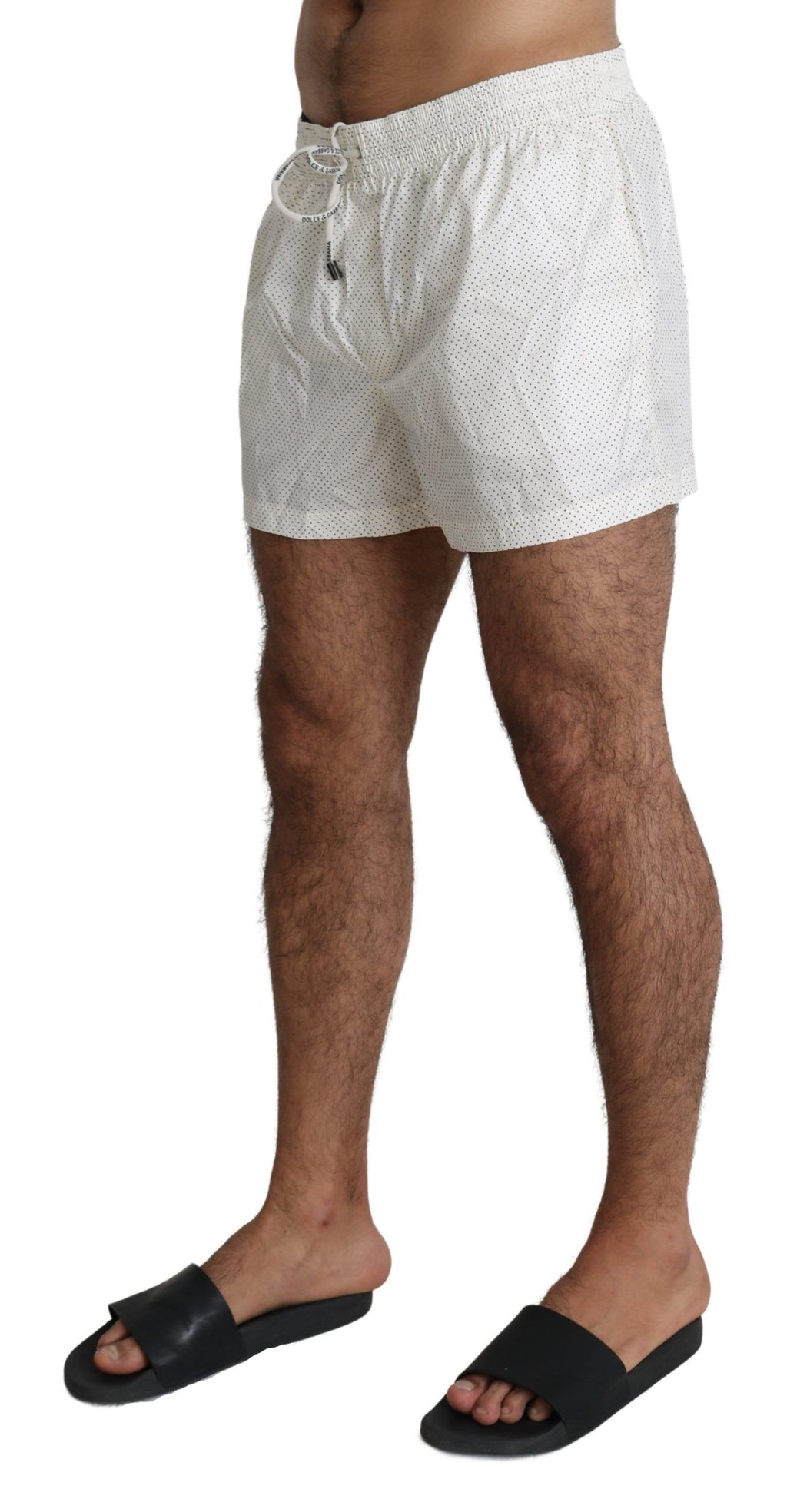 White Polka Beachwear Shorts Mens Swimshorts - it6-l