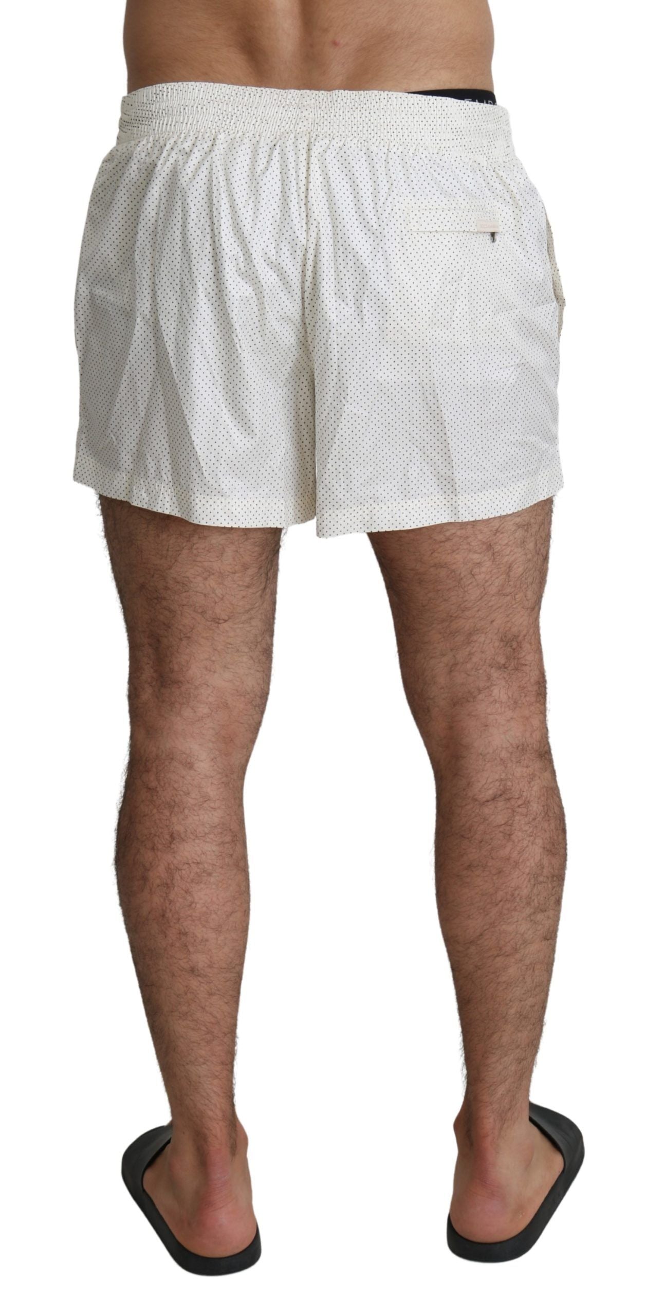 White Polka Beachwear Shorts Mens Swimshorts - it6-l