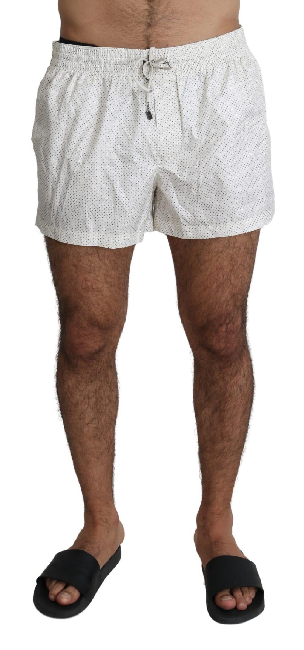 White Polka Beachwear Shorts Mens Swimshorts - it6-l