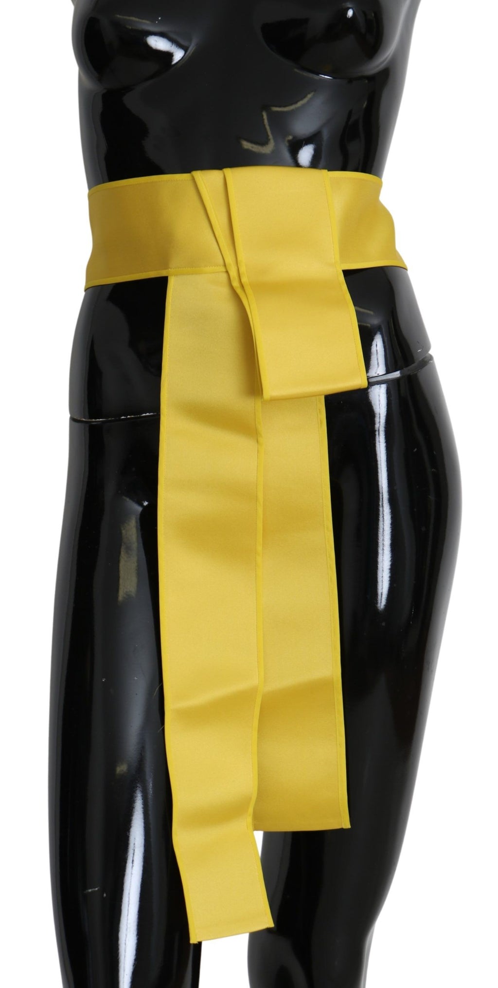 Yellow Wide Snap Button Closure Silk Belt - it42-m