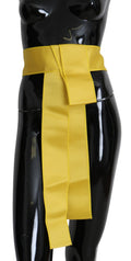 Yellow Wide Snap Button Closure Silk Belt - it42-m