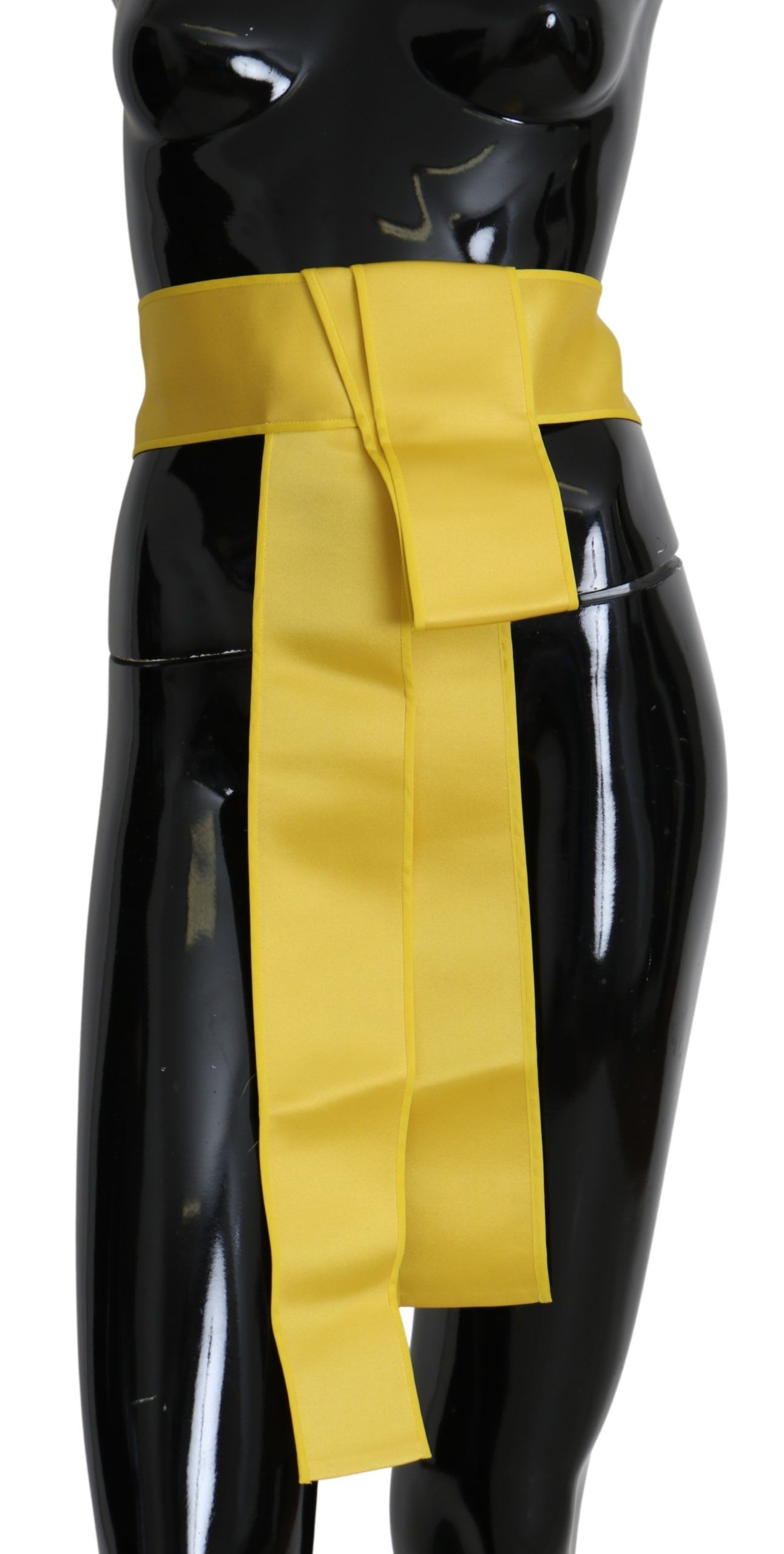 Yellow Wide Snap Button Closure Silk Belt - it42-m