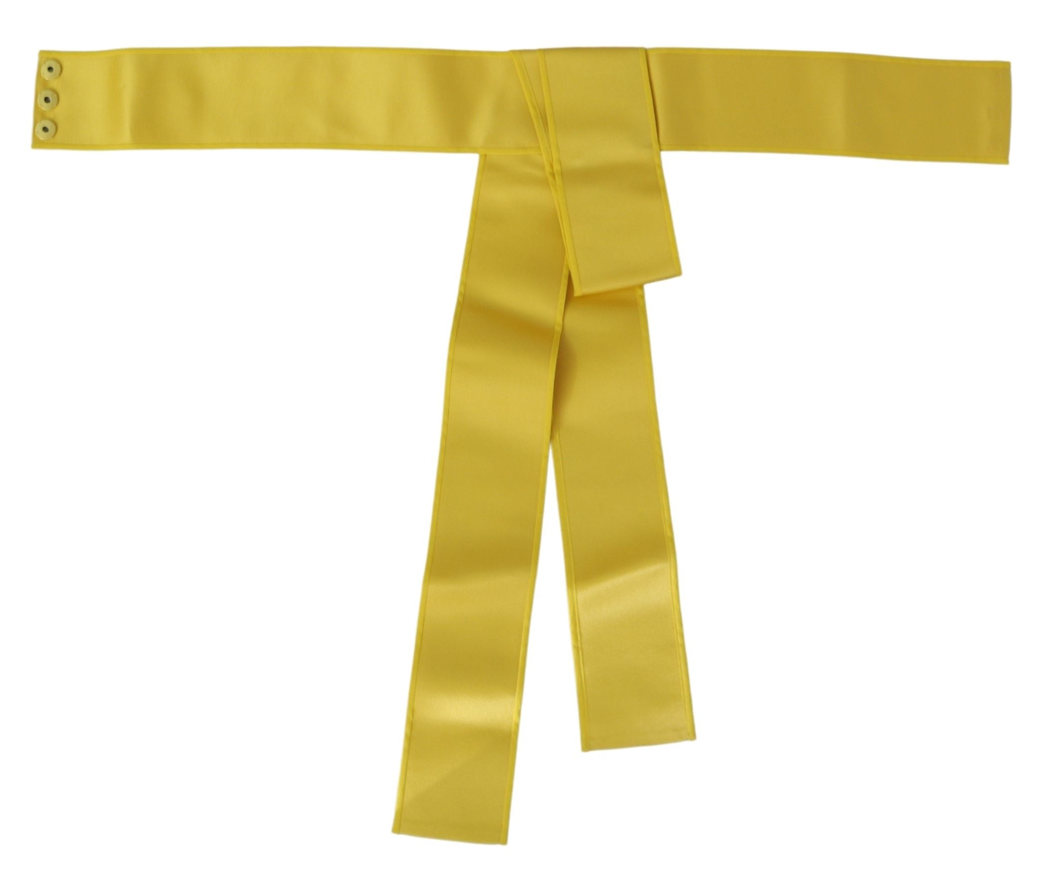Yellow Wide Snap Button Closure Silk Belt - it42-m