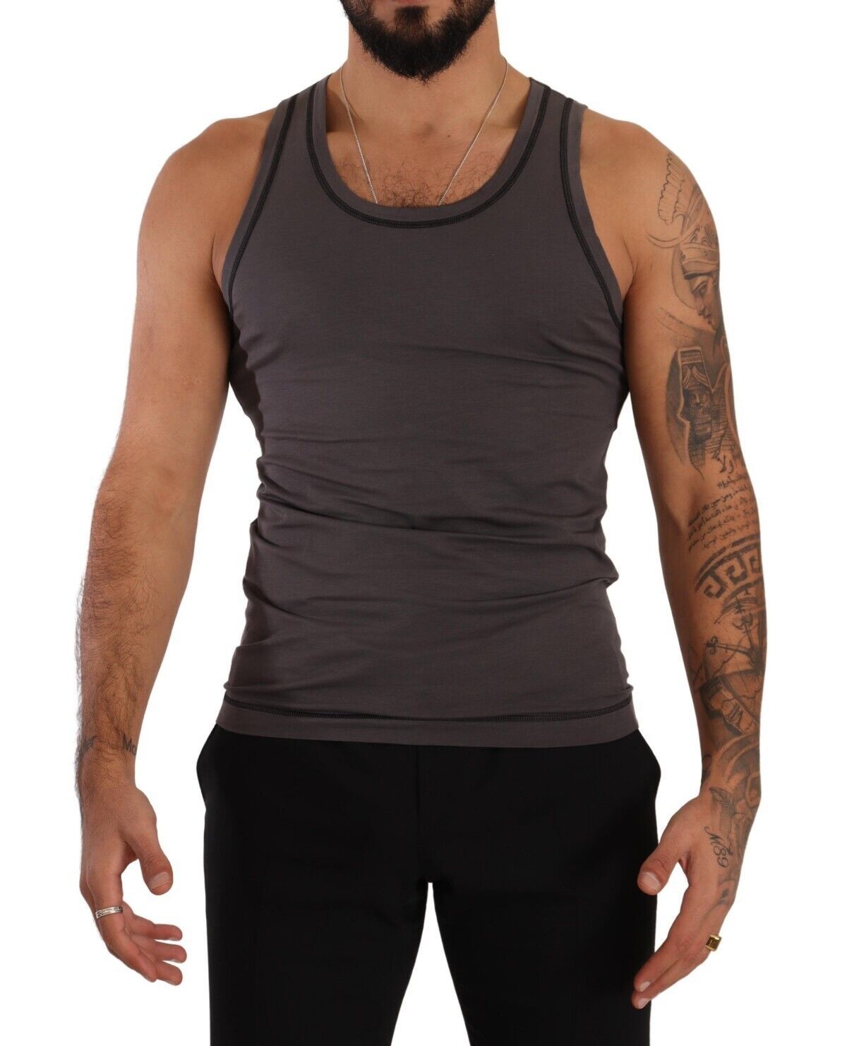 Gray Cotton Sleeveless Tank Top T-shirt Underwear - it4-s