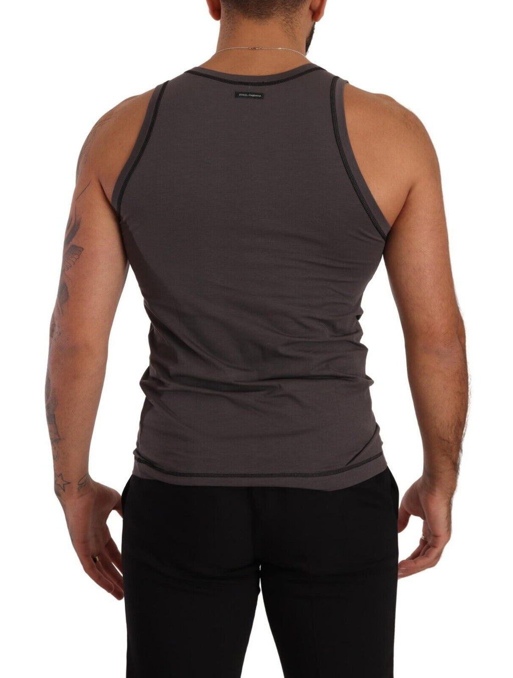 Gray Cotton Sleeveless Tank Top T-shirt Underwear - it4-s