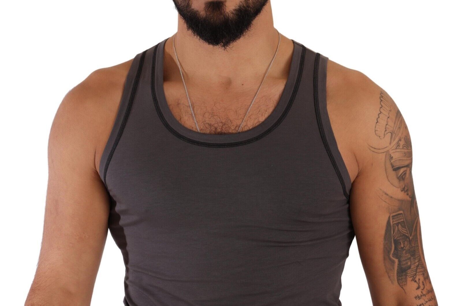 Gray Cotton Sleeveless Tank Top T-shirt Underwear - it4-s