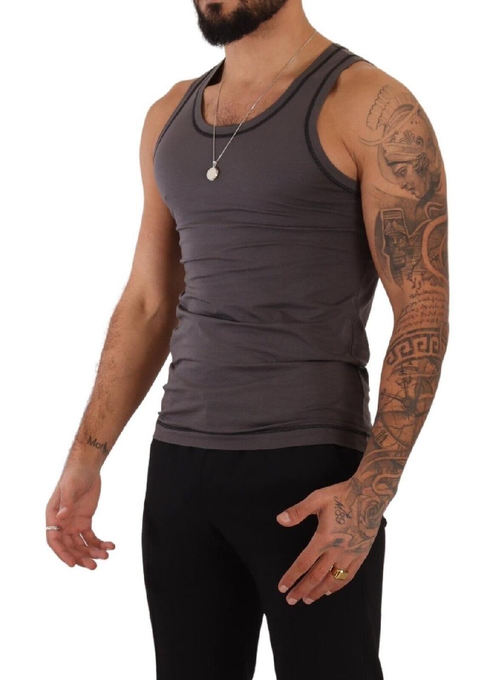 Gray Cotton Sleeveless Tank Top T-shirt Underwear - it4-s