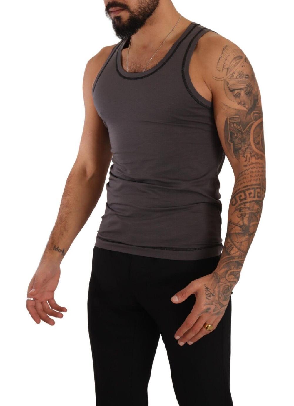 Gray Cotton Sleeveless Tank Top T-shirt Underwear - it4-s