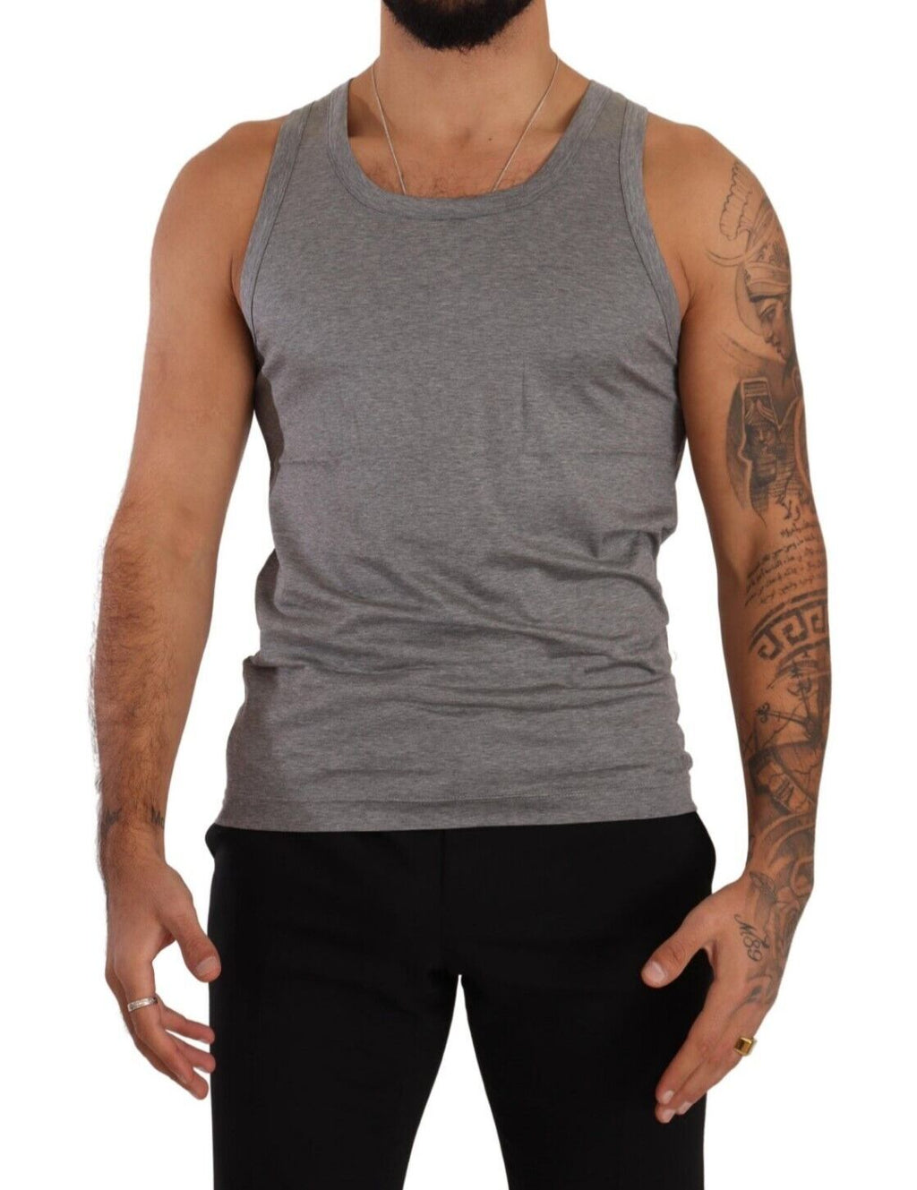Gray Cotton Sleeveless Tank Top T-shirt Underwear - it4-s