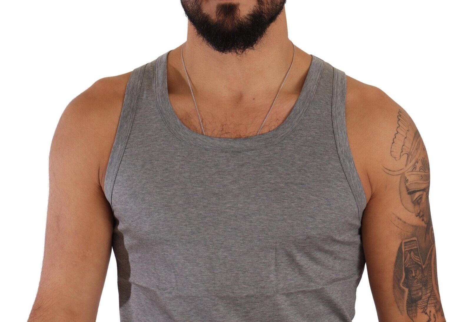 Gray Cotton Sleeveless Tank Top T-shirt Underwear - it4-s