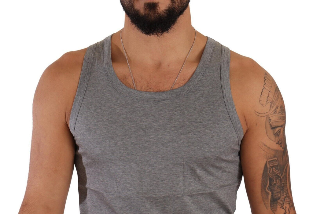 Gray Cotton Sleeveless Tank Top T-shirt Underwear - it4-s