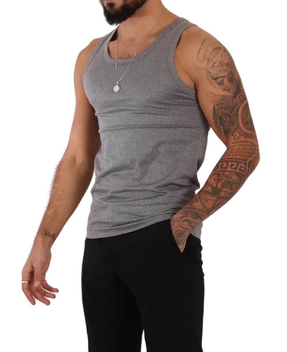 Gray Cotton Sleeveless Tank Top T-shirt Underwear - it4-s