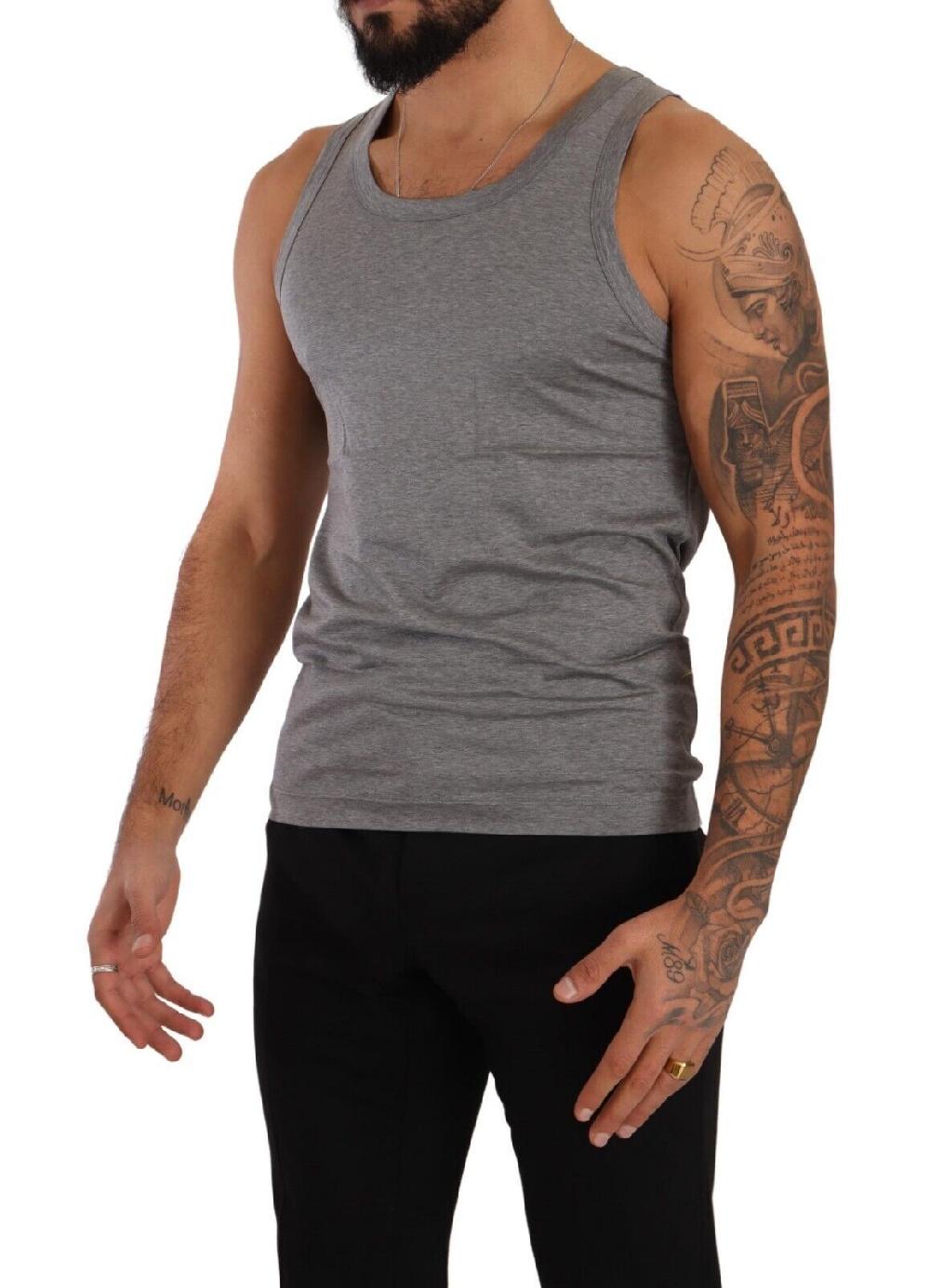 Gray Cotton Sleeveless Tank Top T-shirt Underwear - it4-s