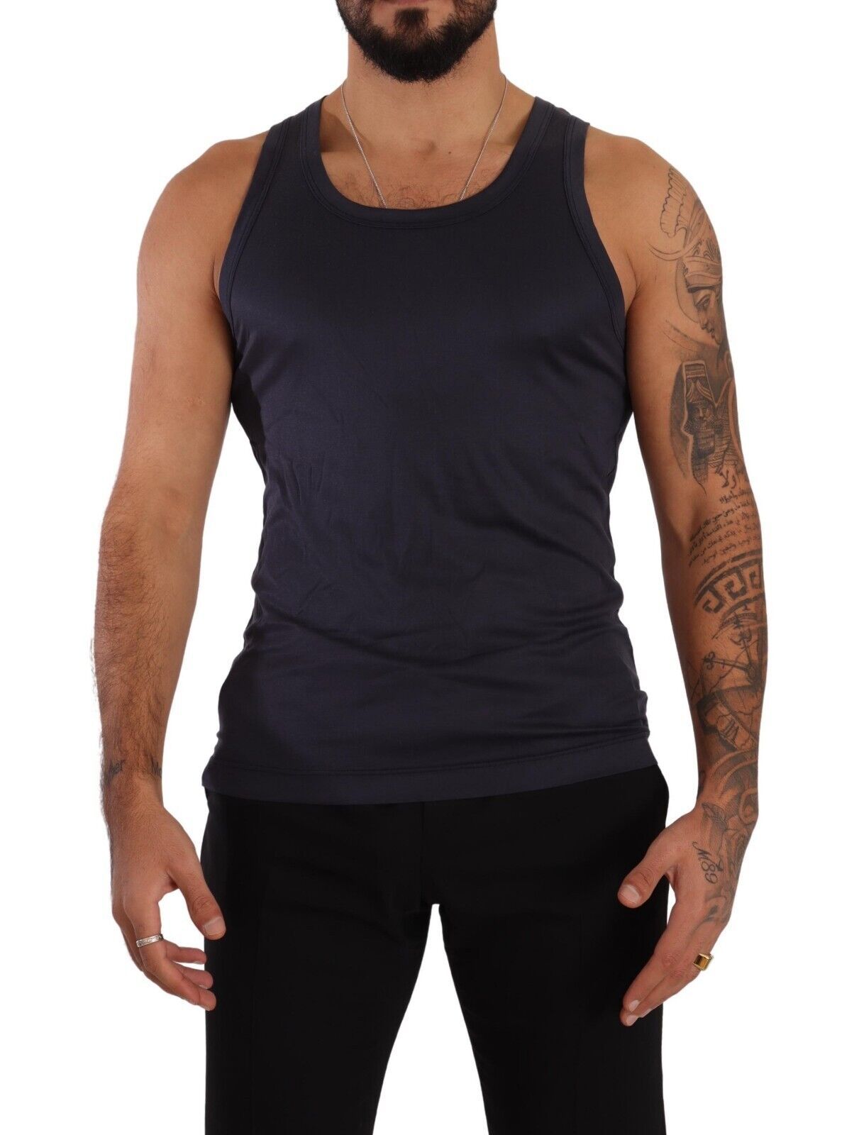 Blue Modal Round Neck Sleeveless Tank Underwear - it4-s
