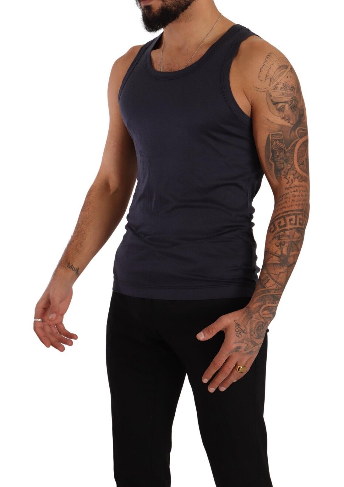 Blue Modal Round Neck Sleeveless Tank Underwear - it4-s