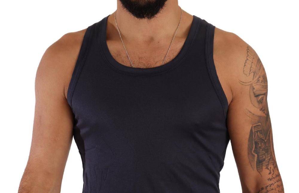 Blue Modal Round Neck Sleeveless Tank Underwear - it4-s