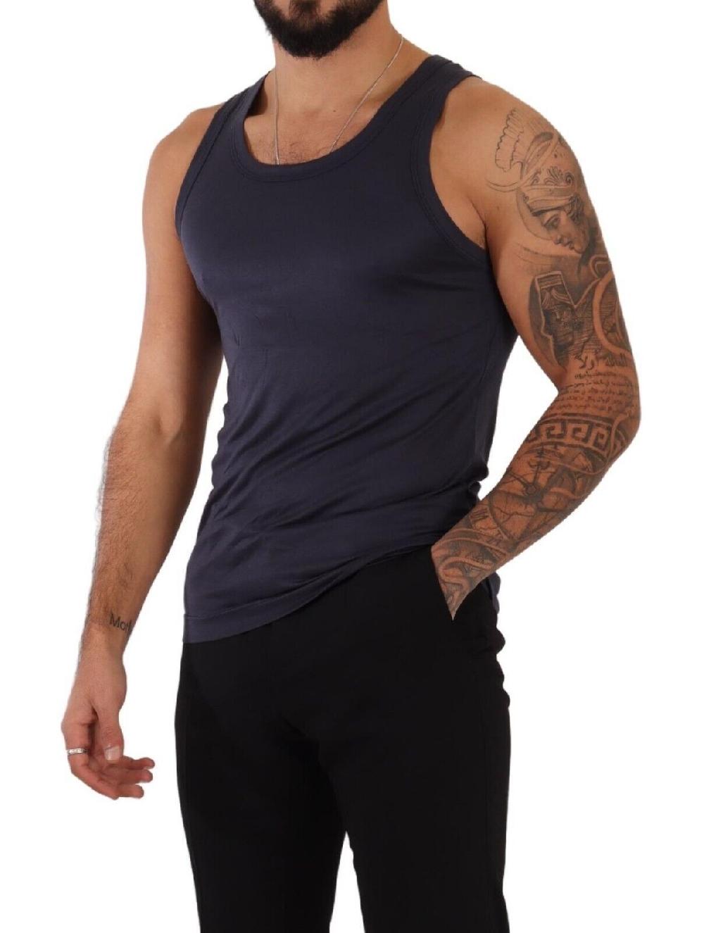Blue Modal Round Neck Sleeveless Tank Underwear - it4-s