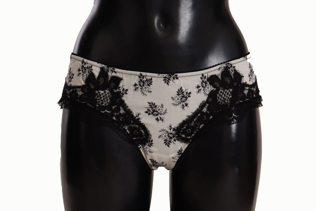 White Floral Lace Satin Briefs Underwear - it4-l