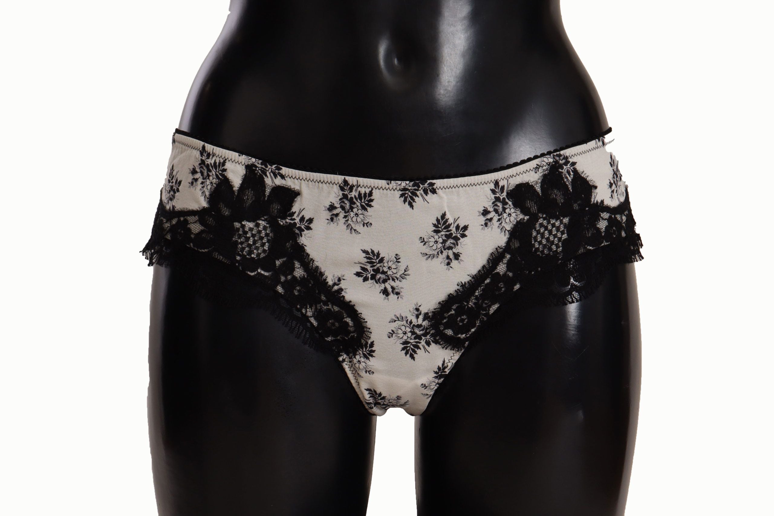 White Floral Lace Satin Briefs Underwear - it4-l