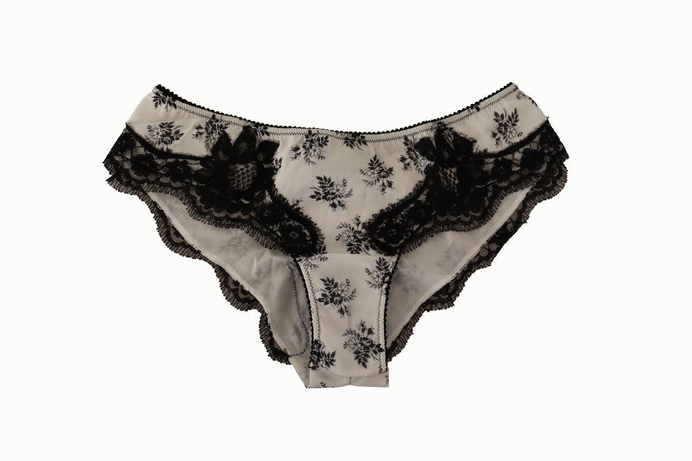 White Floral Lace Satin Briefs Underwear - it4-l