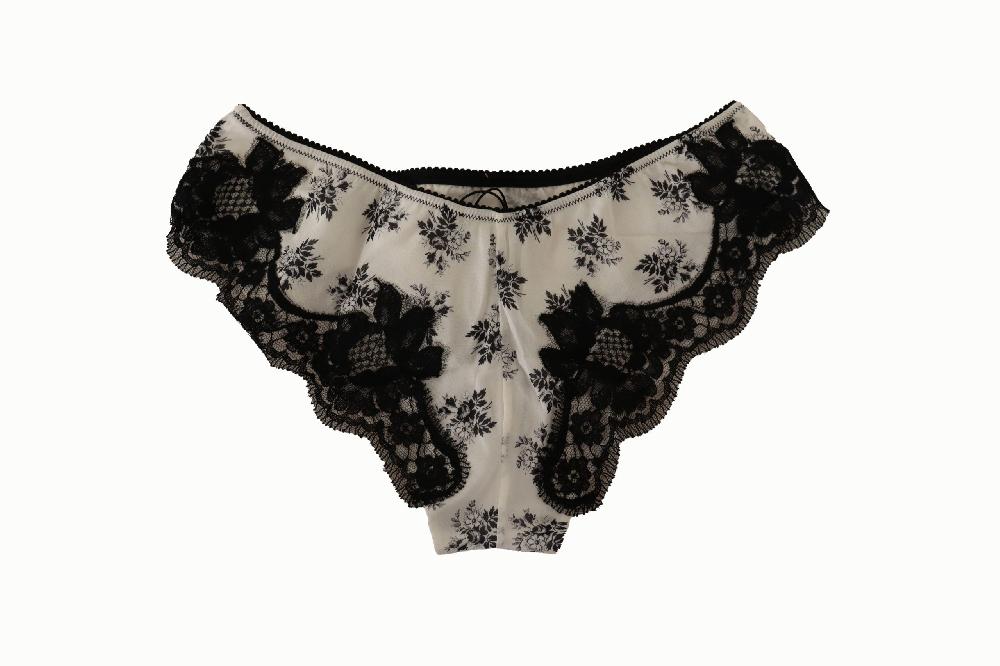 White Floral Lace Satin Briefs Underwear - it4-l
