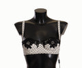 White Black Polka Dot Satin Lace Balconette Bra - it1-xs