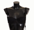 Black Polka Dot Satin Lace Balconette Bra - it1-xs
