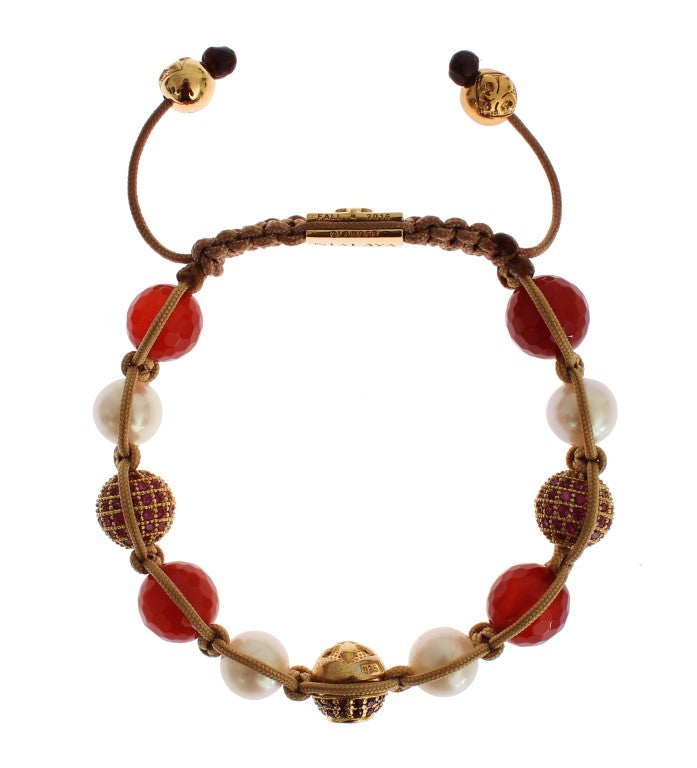 CZ Carnelian Pearl 925 Silver Bracelet - s