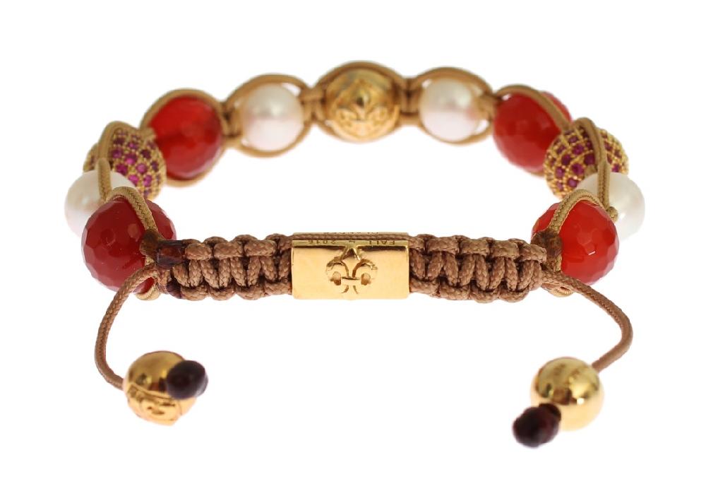 CZ Carnelian Pearl 925 Silver Bracelet - s
