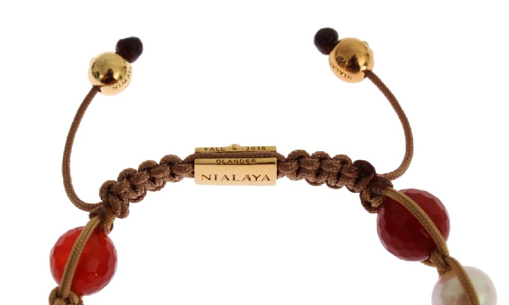 CZ Carnelian Pearl 925 Silver Bracelet - s