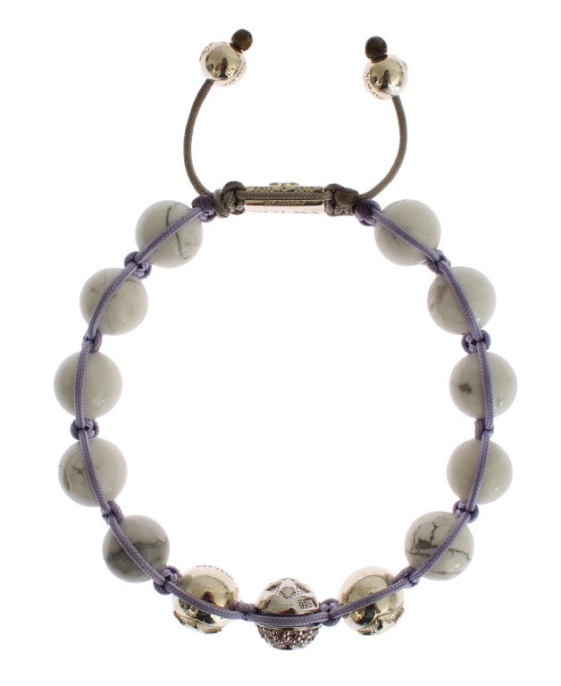 Purple CZ Howlite 925 Silver Bracelet - s