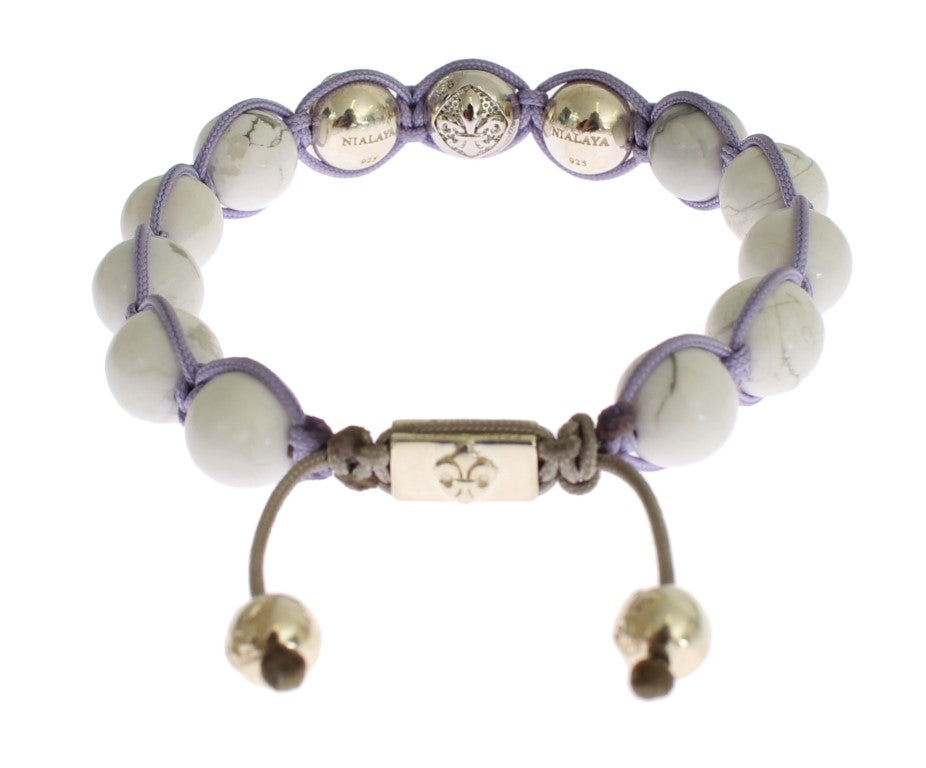 Purple CZ Howlite 925 Silver Bracelet - s