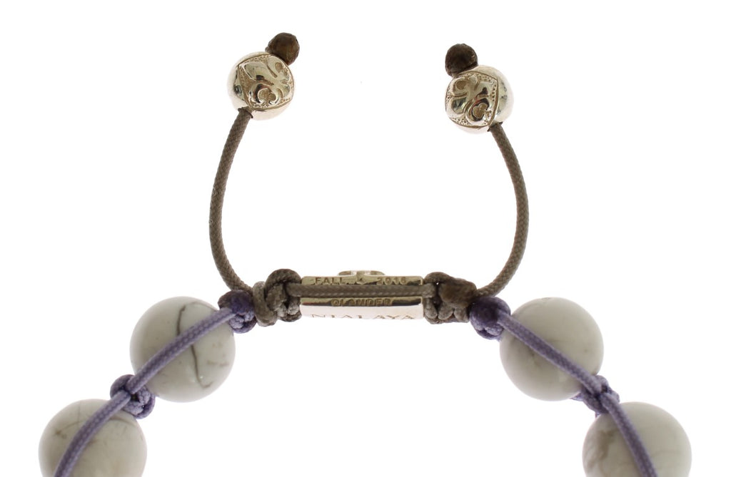 Purple CZ Howlite 925 Silver Bracelet - s