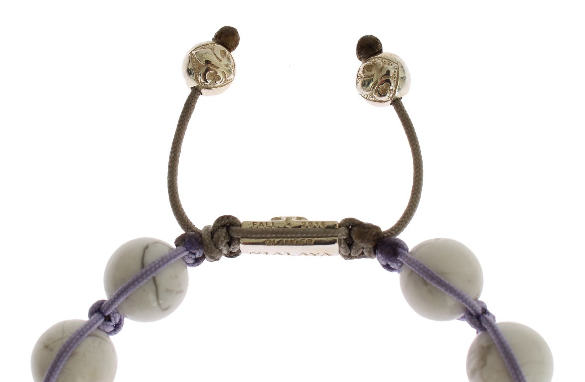 Purple CZ Howlite 925 Silver Bracelet - s
