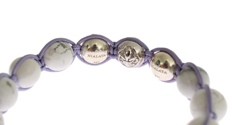 Purple CZ Howlite 925 Silver Bracelet - s