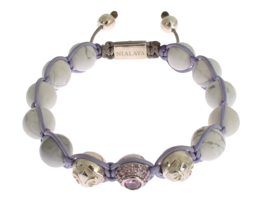 Purple CZ Howlite 925 Silver Bracelet - s