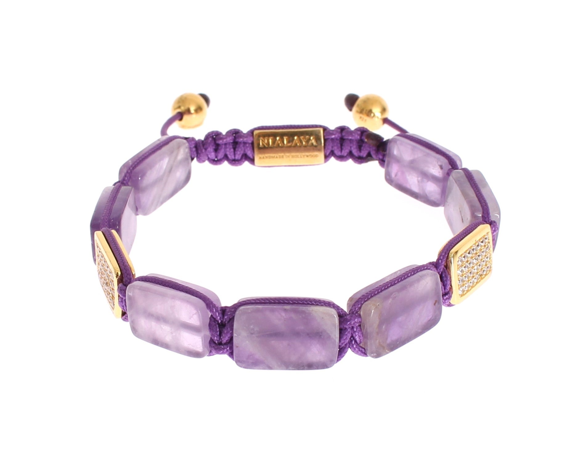 CZ Amethyst 18K Gold 925 Bracelet - m