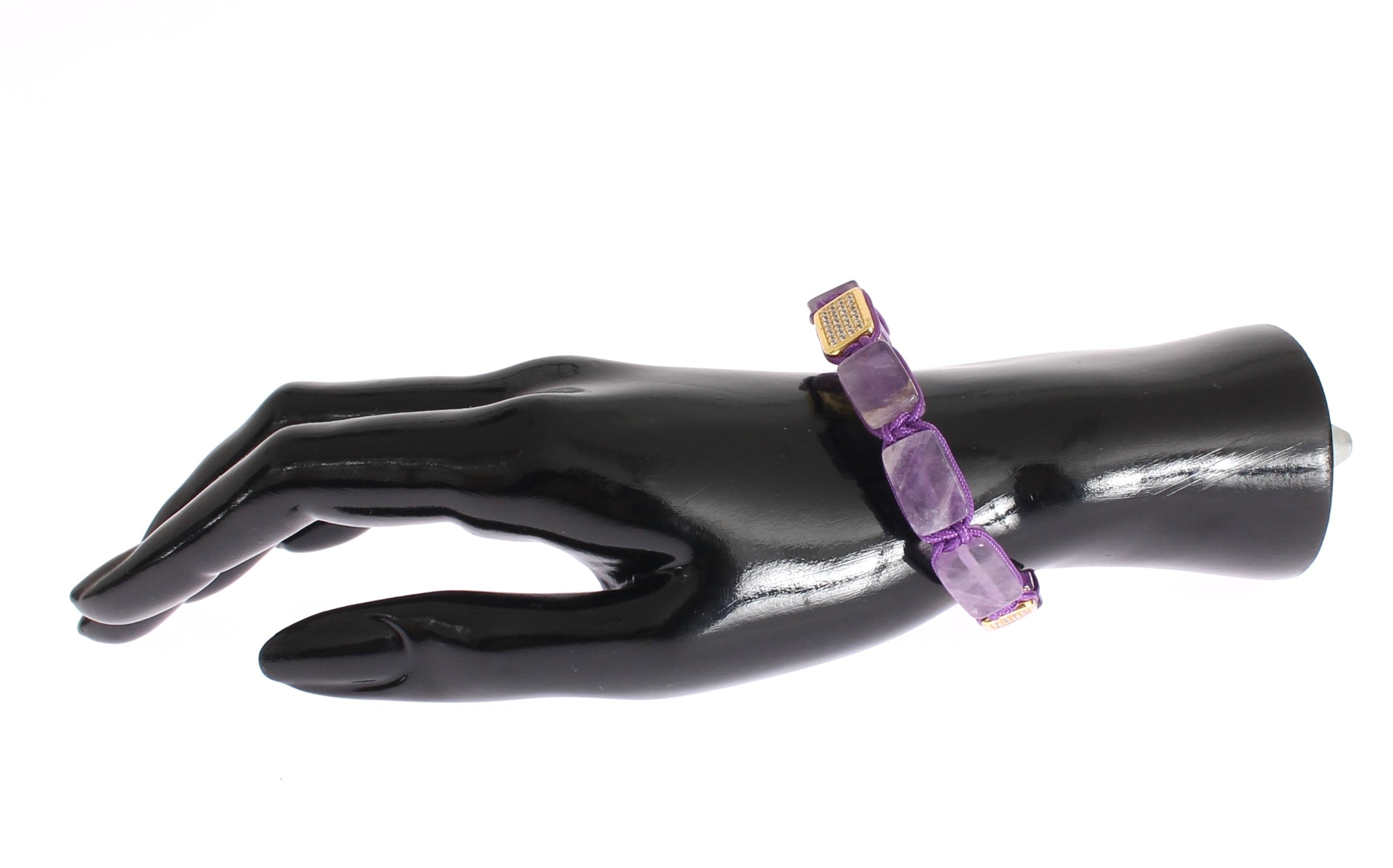 CZ Amethyst 18K Gold 925 Bracelet - m