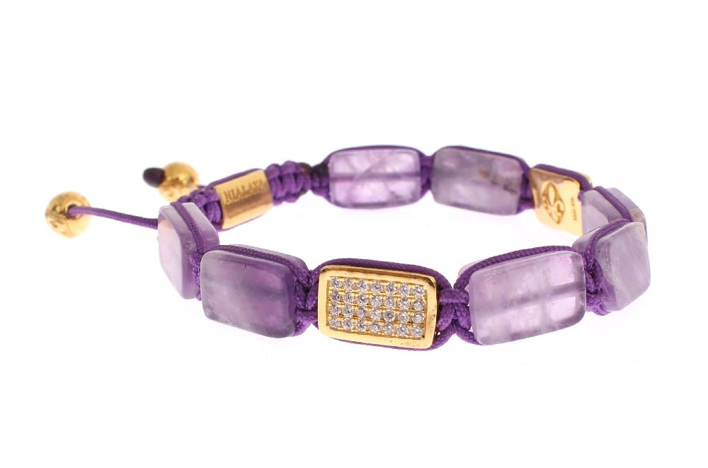 CZ Amethyst 18K Gold 925 Bracelet - m