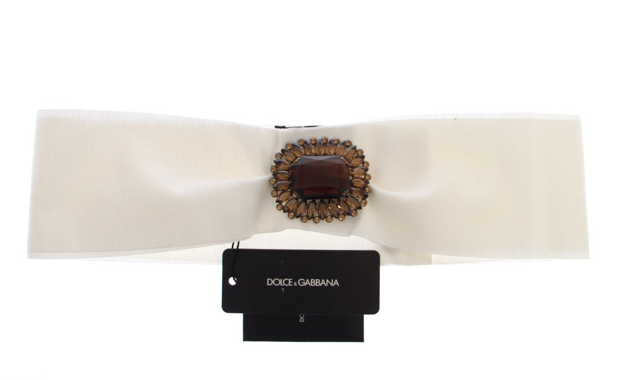 White Crystal Brass Wide Waist Runway Belt - it44-l